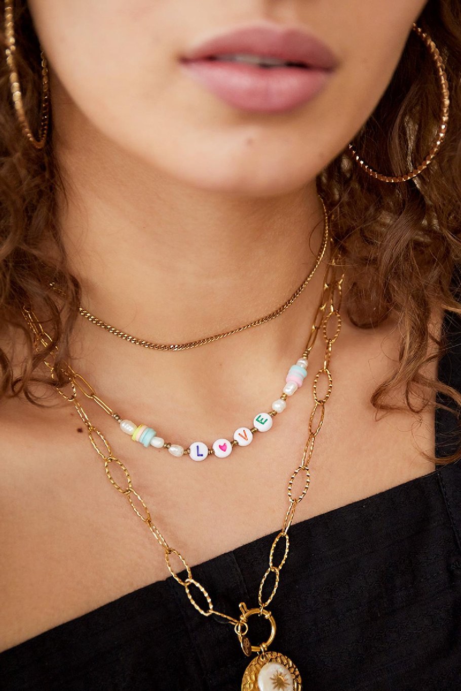 Edelstalen ketting Love Goud kleur Stainless Steel Afbeelding3
